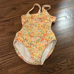 Art Class Floral Girls Bathing Suit Size 10/12
